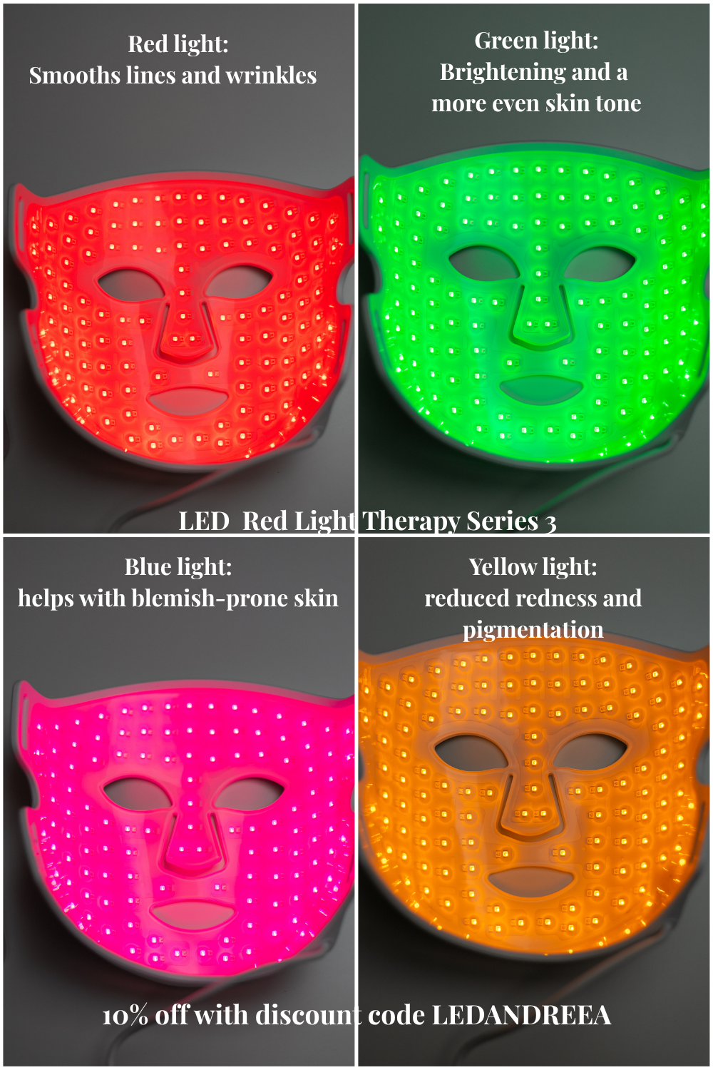 Chart of 6 clinically proven wavelengths for CurrentBody LED Mask Series 3 review including blue, green, red and near-infrared light. Chart of 6 clinically proven wavelengths for CurrentBody LED Mask Series 3 review including blue, green, red and near-infrared light.