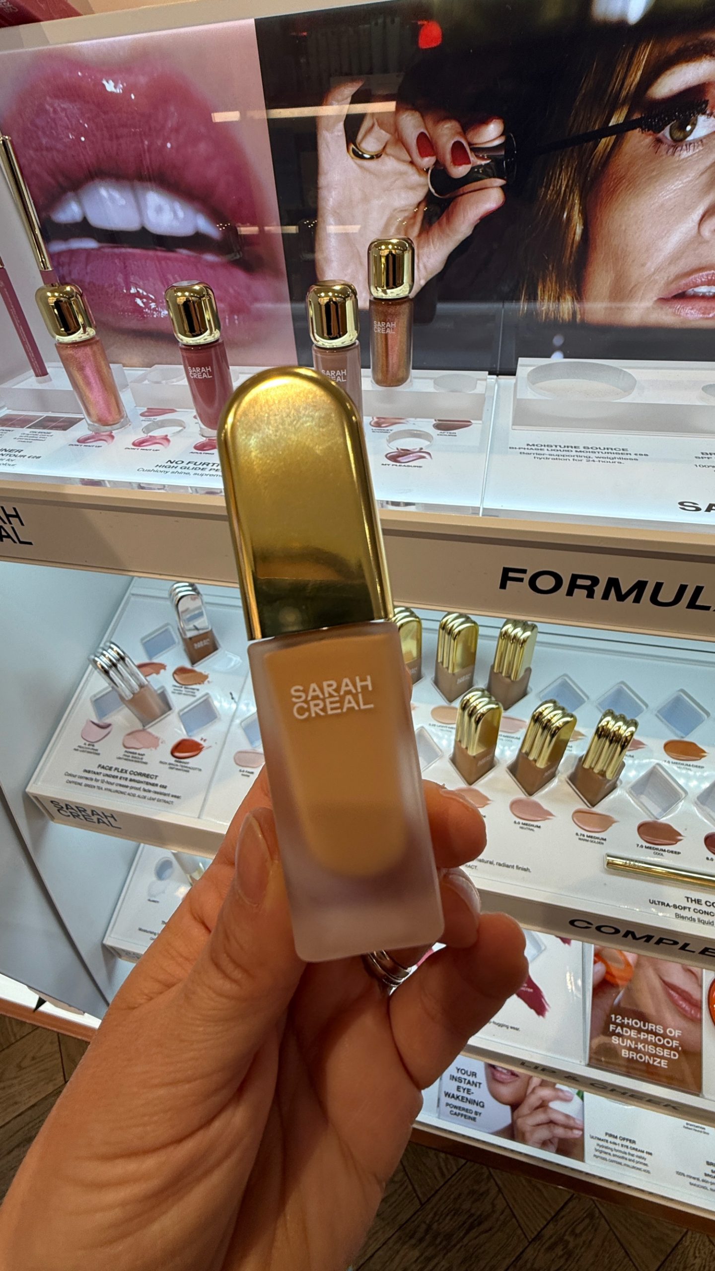 Sarah Creal Face Flex Concealer swatch showing 12 hour crease proof coverage Sarah Creal Face Flex Concealer swatch showing 12 hour crease proof coverage