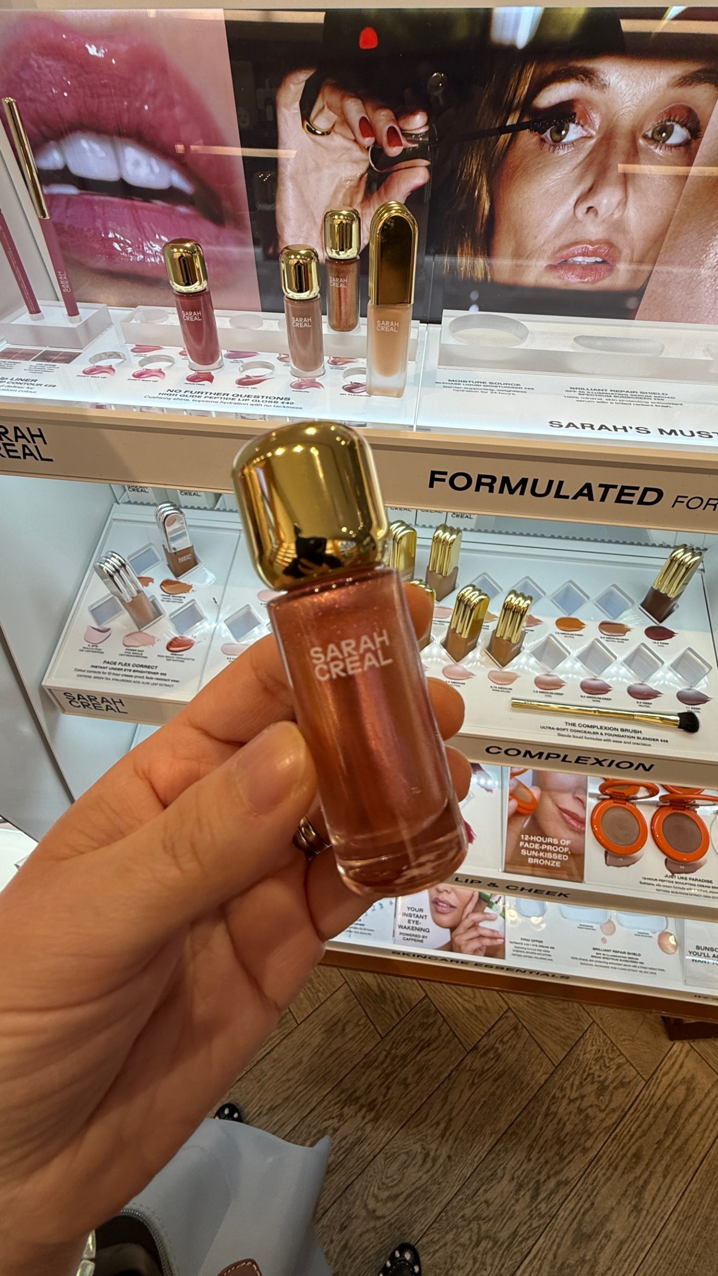 Sarah Creal No Further Questions High Glide Peptide Lip Gloss applicator and swatch Sarah Creal No Further Questions High Glide Peptide Lip Gloss applicator and swatch